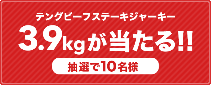 テングビーフステーキジャーキ 3.9kgが当たる！